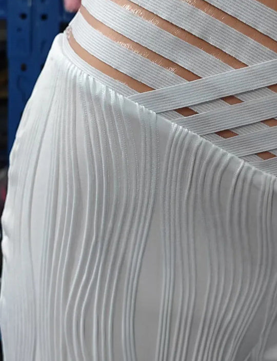 Elegant High Waist Textured Flared Pants