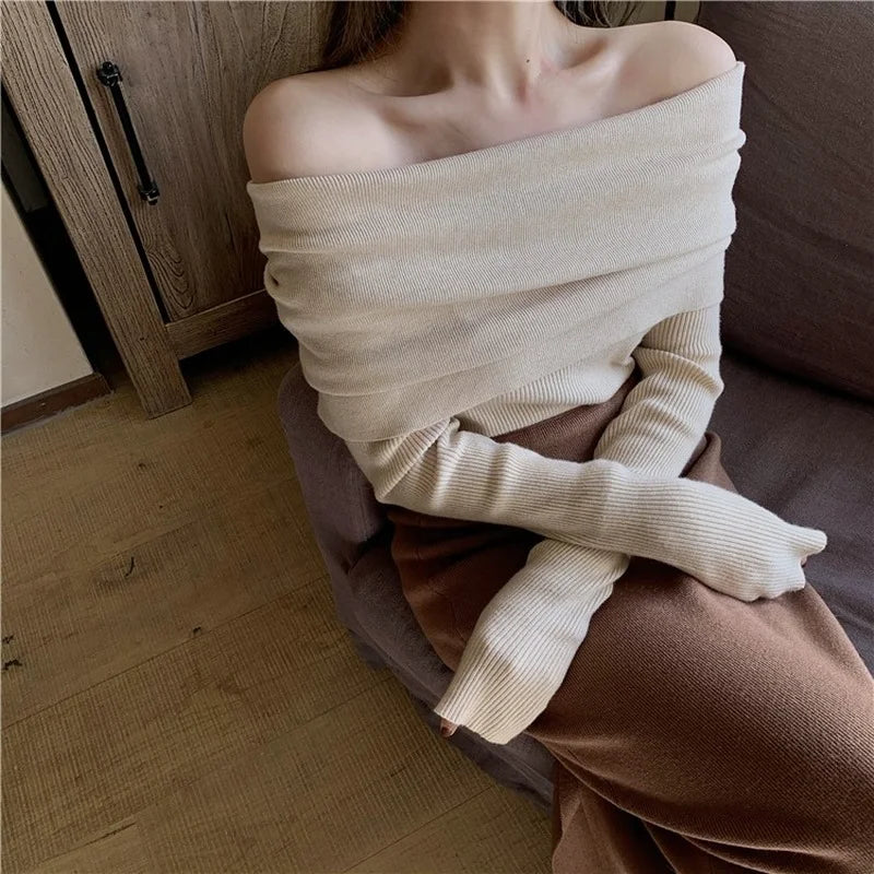 Elegant Off Shoulder Sweater Jumper
