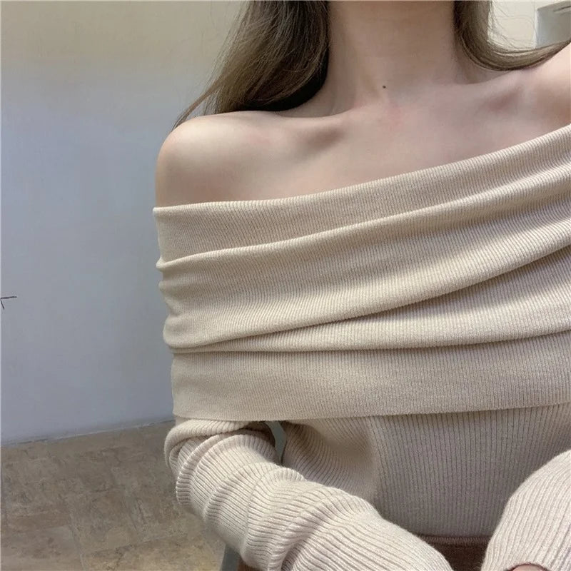 Elegant Off Shoulder Sweater Jumper