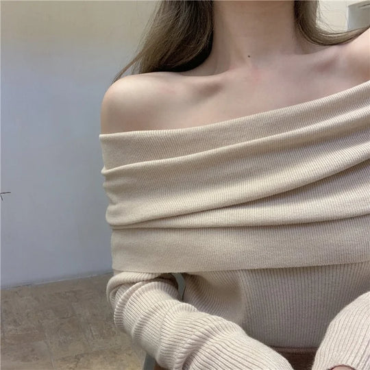 Elegant Off Shoulder Sweater Jumper