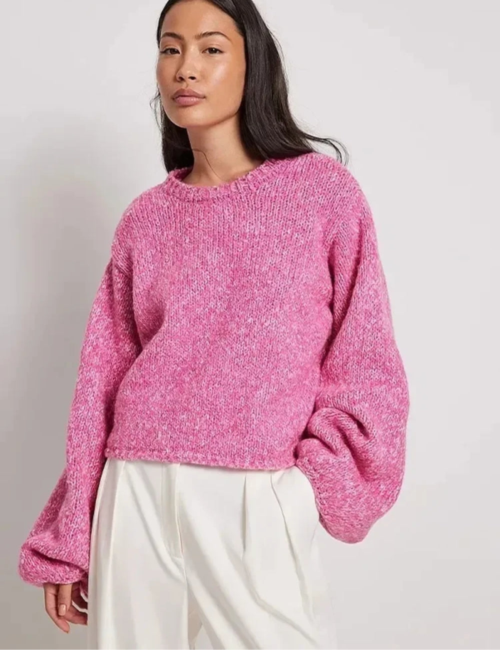 Oversized Cut-Out Lace-up Knit Long Sleeve