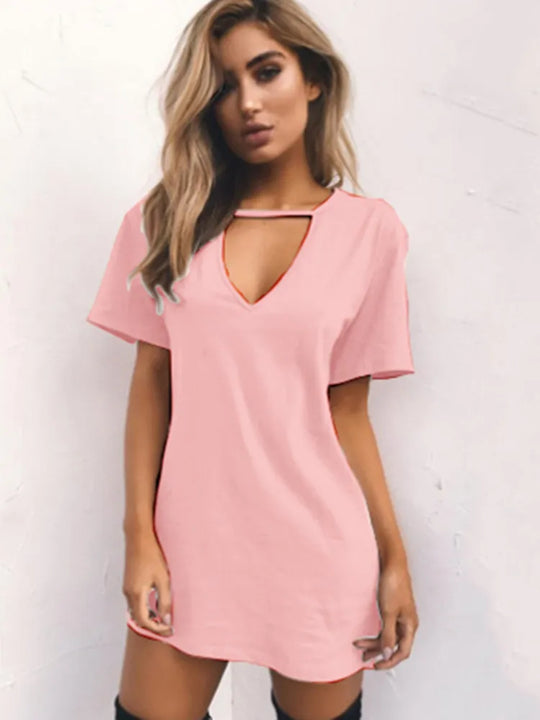 Elegant Deep V Neck Cut Out Mini Dress