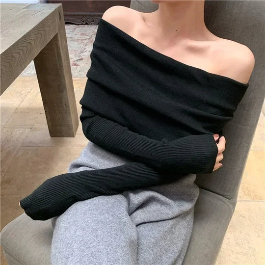 Elegant Off Shoulder Sweater Jumper