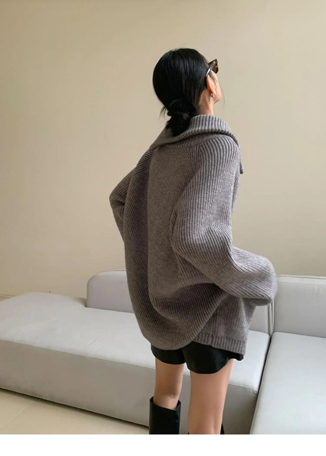 Oversized Turtleneck Zipper Pullover