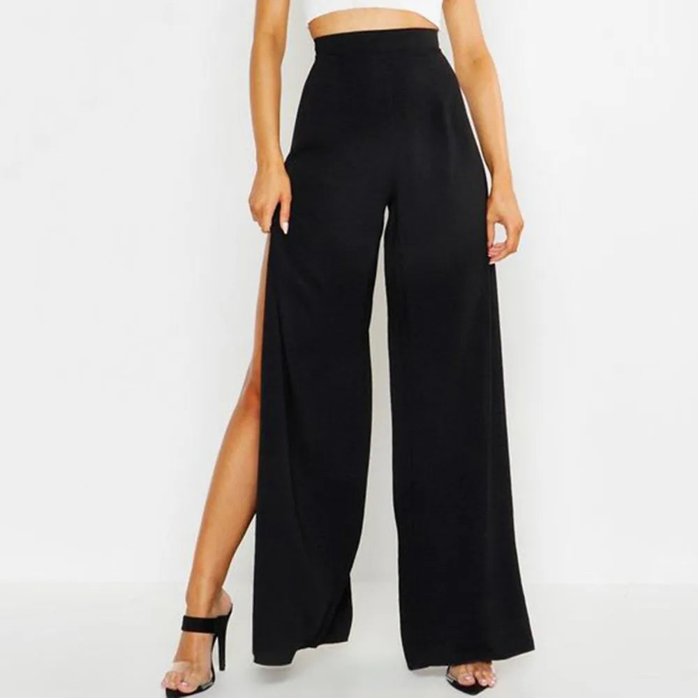 Elegant Side Seam High Split Pants