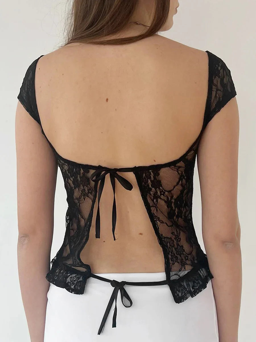 Floral See-through Sleeveless Crop Top