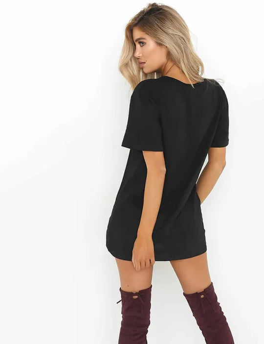 Elegant Deep V Neck Cut Out Mini Dress